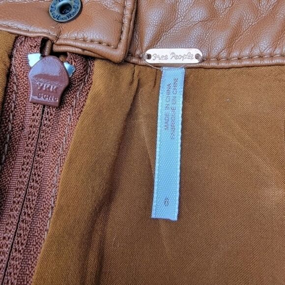 🍁 Free People Brown Midnight Magic Faux Leather Mini Skirt Size 6 - Picture 13 of 13